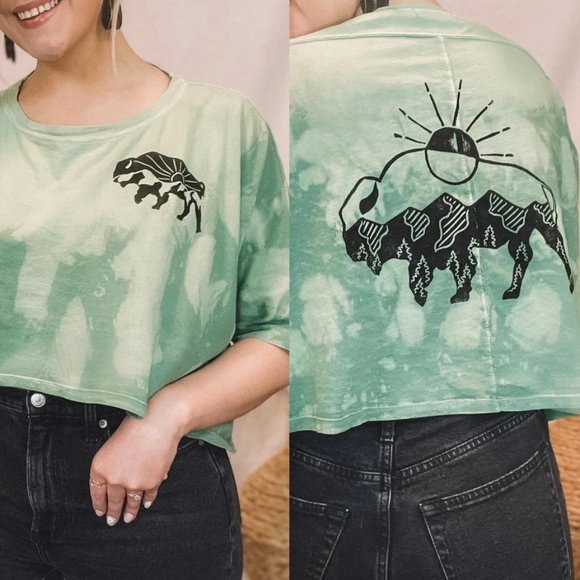 Mustard Seed Tops - Washed Sage Buffalo Pullover